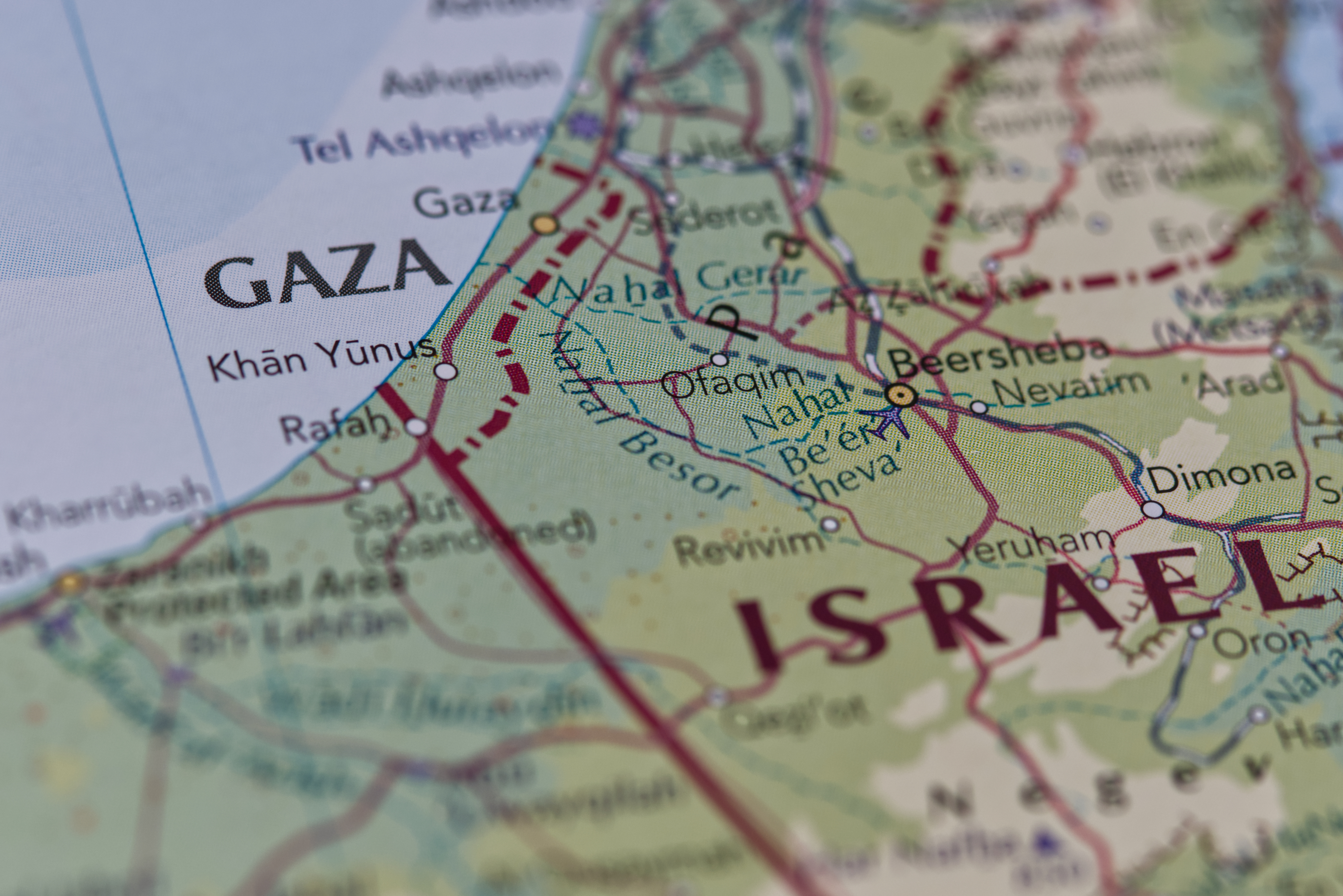 kart over israel og palestina